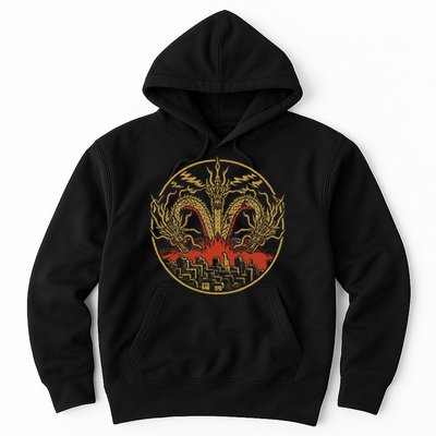 Vintage Dragon King Ghidorah Art Sunset Japanese Hoodie