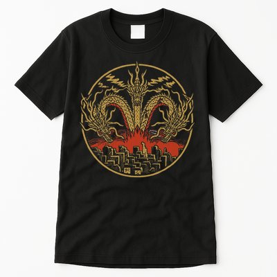 Vintage Dragon King Ghidorah Art Sunset Japanese Tall T-Shirt