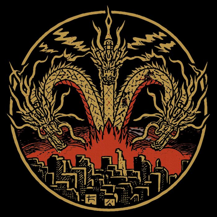 Vintage Dragon King Ghidorah Art Sunset Japanese Button