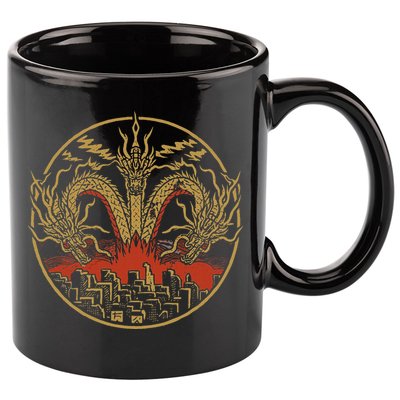 Vintage Dragon King Ghidorah Art Sunset Japanese 11oz C Handle Ceramic Mug