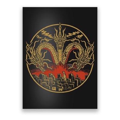 Vintage Dragon King Ghidorah Art Sunset Japanese Poster
