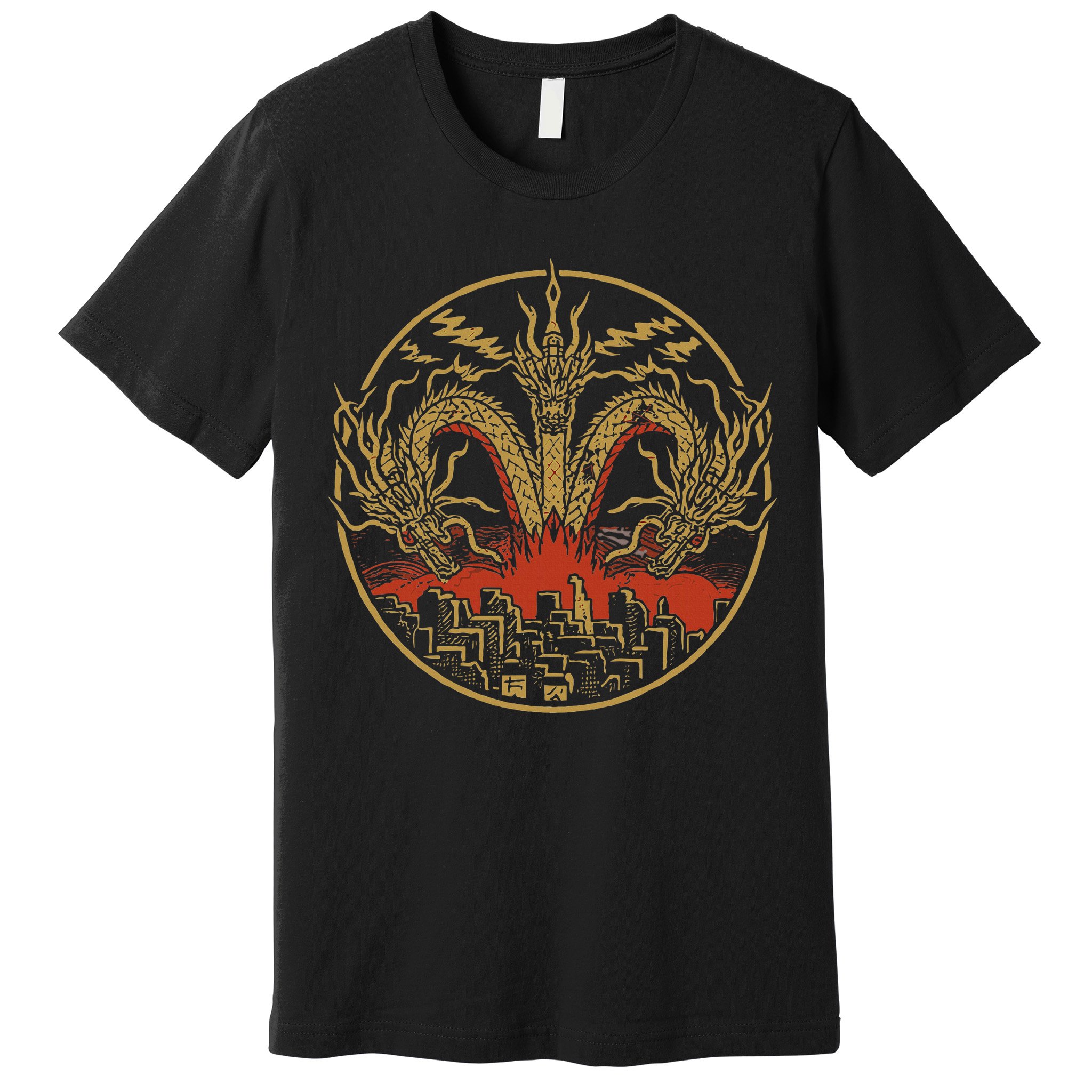Vintage Dragon King Ghidorah Art Sunset Japanese Premium T-Shirt