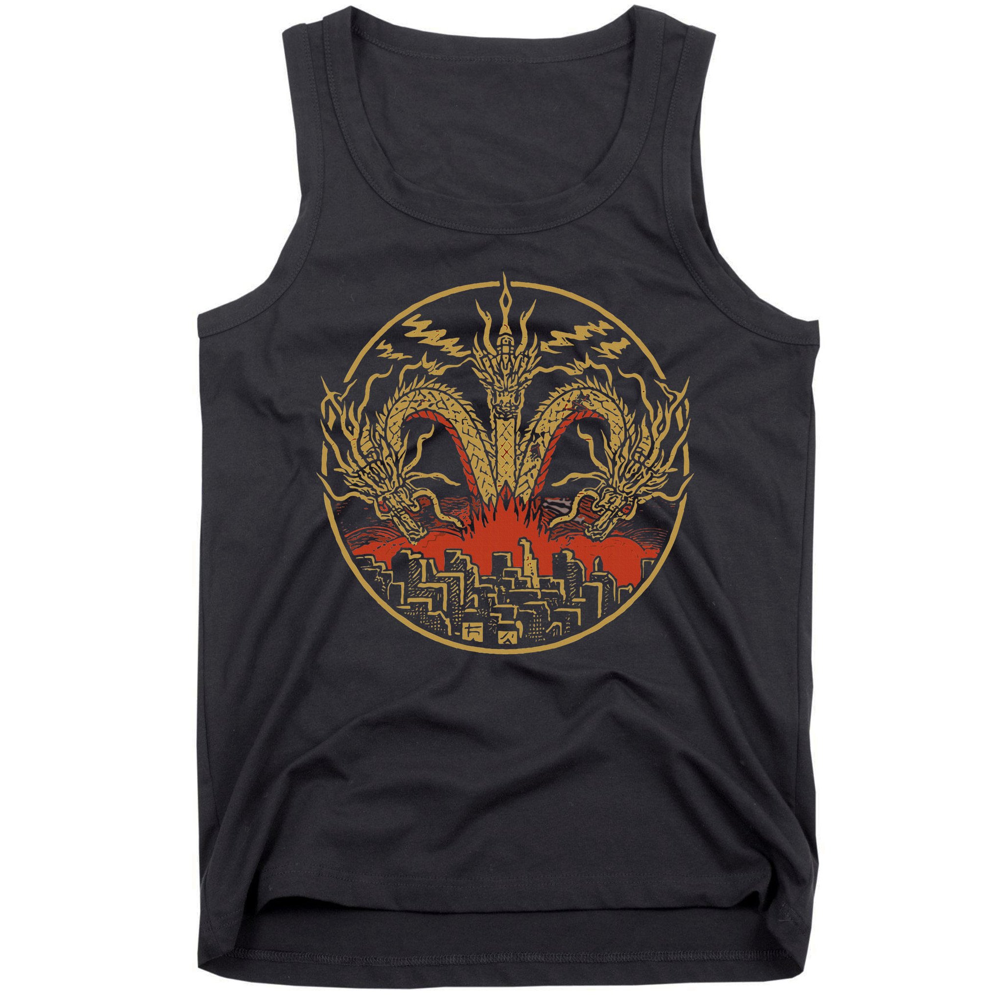Vintage Dragon King Ghidorah Art Sunset Japanese Tank Top