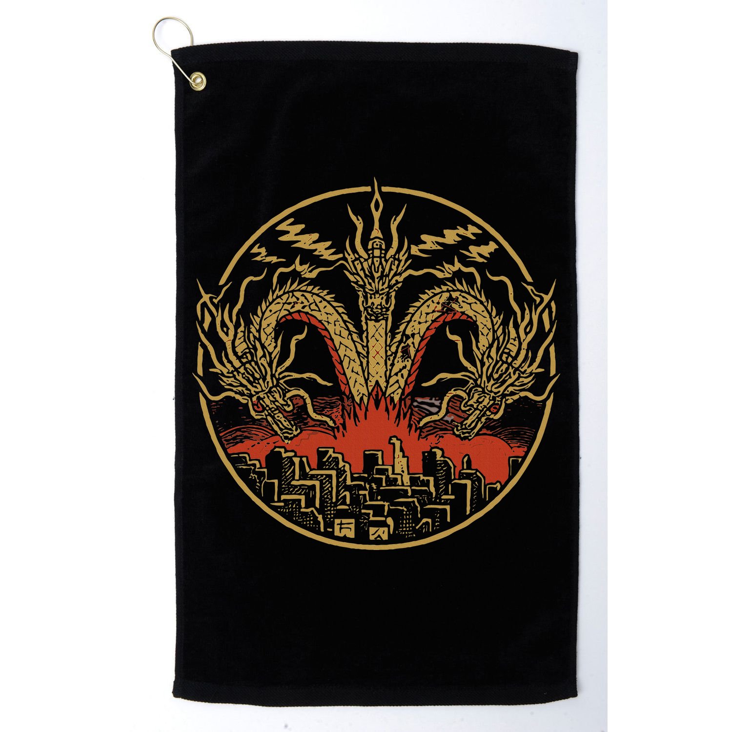 Vintage Dragon King Ghidorah Art Sunset Japanese Golf Towel