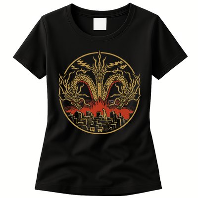 Vintage Dragon King Ghidorah Art Sunset Japanese Womens T-Shirt