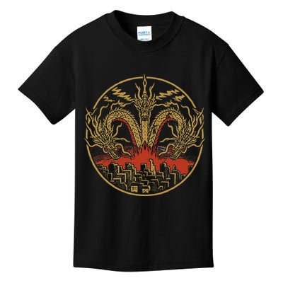 Vintage Dragon King Ghidorah Art Sunset Japanese Kids T-Shirt