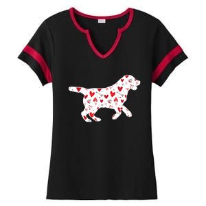 Valentines Day Labrador Hearts Puppy Dog Lover Ladies Halftime Notch Neck Tee