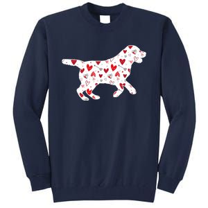 Valentines Day Labrador Hearts Puppy Dog Lover Tall Sweatshirt