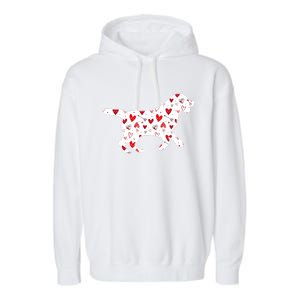 Valentines Day Labrador Hearts Puppy Dog Lover Garment-Dyed Fleece Hoodie