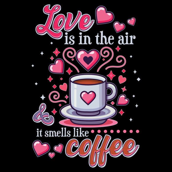 Valentines Day Love Is In The Air And It Smells Like Coffee Flexfit Unipanel Trucker Cap