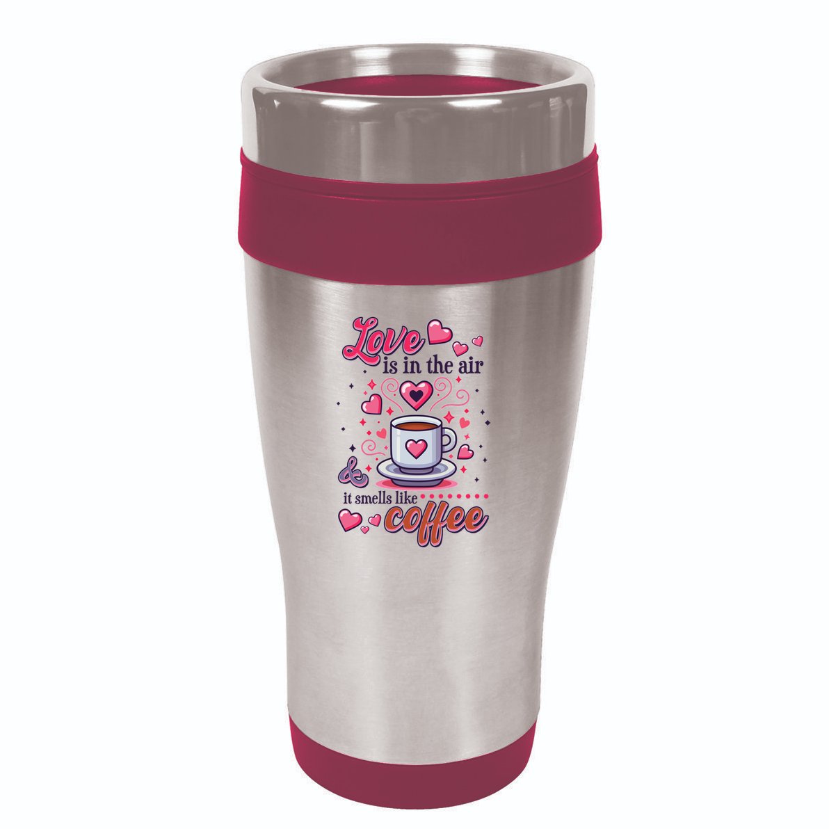 Valentines Day Love Is In The Air And It Smells Like Coffee 16oz Travel Tumbler