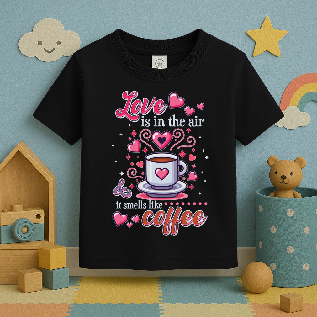Valentines Day Love Is In The Air And It Smells Like Coffee Toddler T-Shirt
