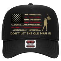 Vintage DonT Let The Old Man In American Flag Guitar High Crown Mesh Back Trucker Hat