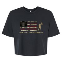 Vintage DonT Let The Old Man In American Flag Guitar Bella+Canvas Jersey Crop Tee