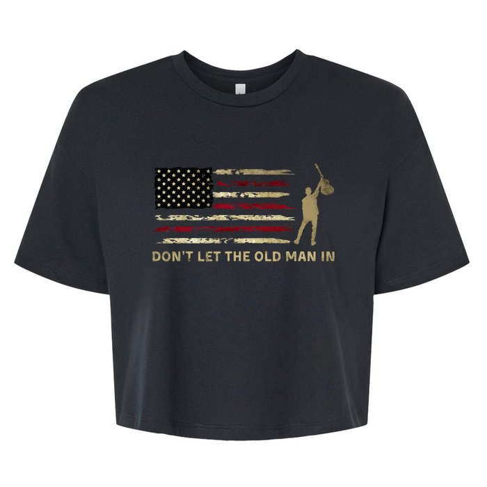 Vintage DonT Let The Old Man In American Flag Guitar Bella+Canvas Jersey Crop Tee