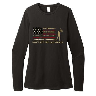 Vintage DonT Let The Old Man In American Flag Guitar Womens CVC Long Sleeve Shirt