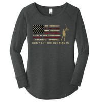 Vintage DonT Let The Old Man In American Flag Guitar Women's Perfect Tri Tunic Long Sleeve Shirt