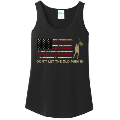 Vintage DonT Let The Old Man In American Flag Guitar Ladies Essential Tank