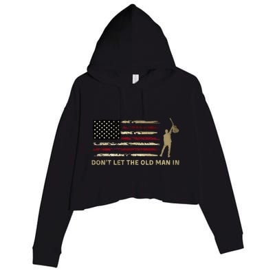 Vintage DonT Let The Old Man In American Flag Guitar Crop Fleece Hoodie