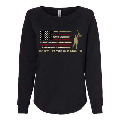 Vintage DonT Let The Old Man In American Flag Guitar Womens California Wash Sweatshirt