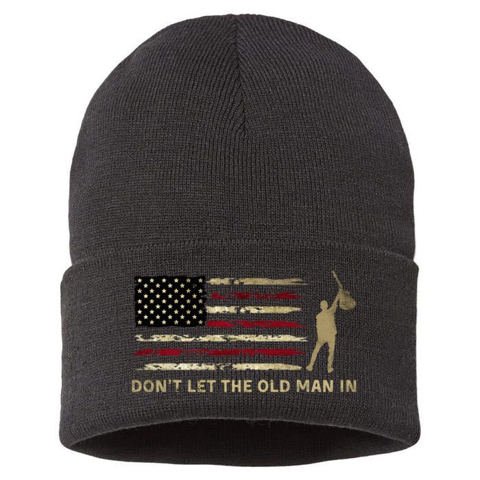 Vintage DonT Let The Old Man In American Flag Guitar Sustainable Knit Beanie