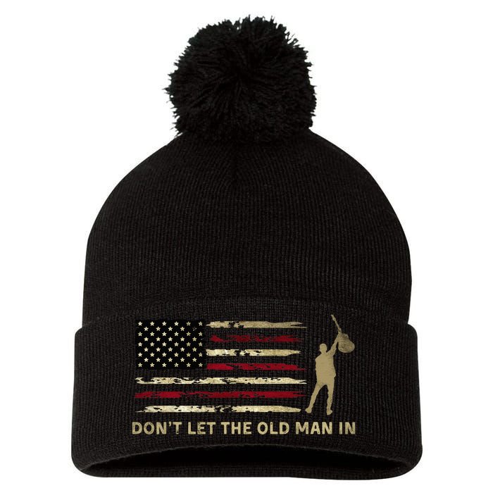 Vintage DonT Let The Old Man In American Flag Guitar Pom Pom 12in Knit Beanie