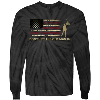 Vintage DonT Let The Old Man In American Flag Guitar Tie-Dye Long Sleeve Shirt