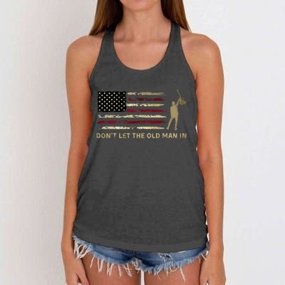 Vintage DonT Let The Old Man In American Flag Guitar Women's Knotted Racerback Tank