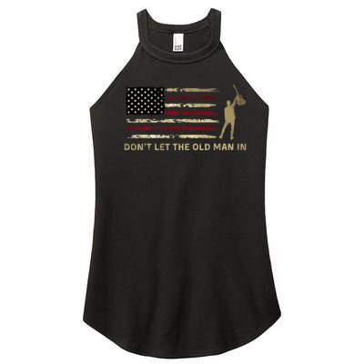 Vintage DonT Let The Old Man In American Flag Guitar Women’s Perfect Tri Rocker Tank