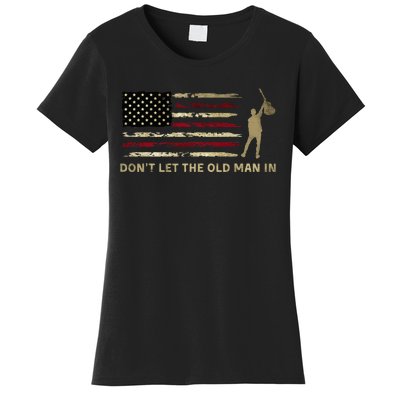 Vintage DonT Let The Old Man In American Flag Guitar Women's T-Shirt