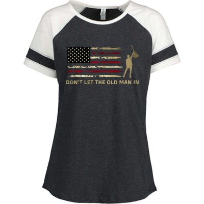 Vintage DonT Let The Old Man In American Flag Guitar Enza Ladies Jersey Colorblock Tee