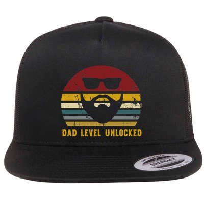 Vintage Dad Level Unlocked Promoted To Rad Dad Gift Flatbill Hat