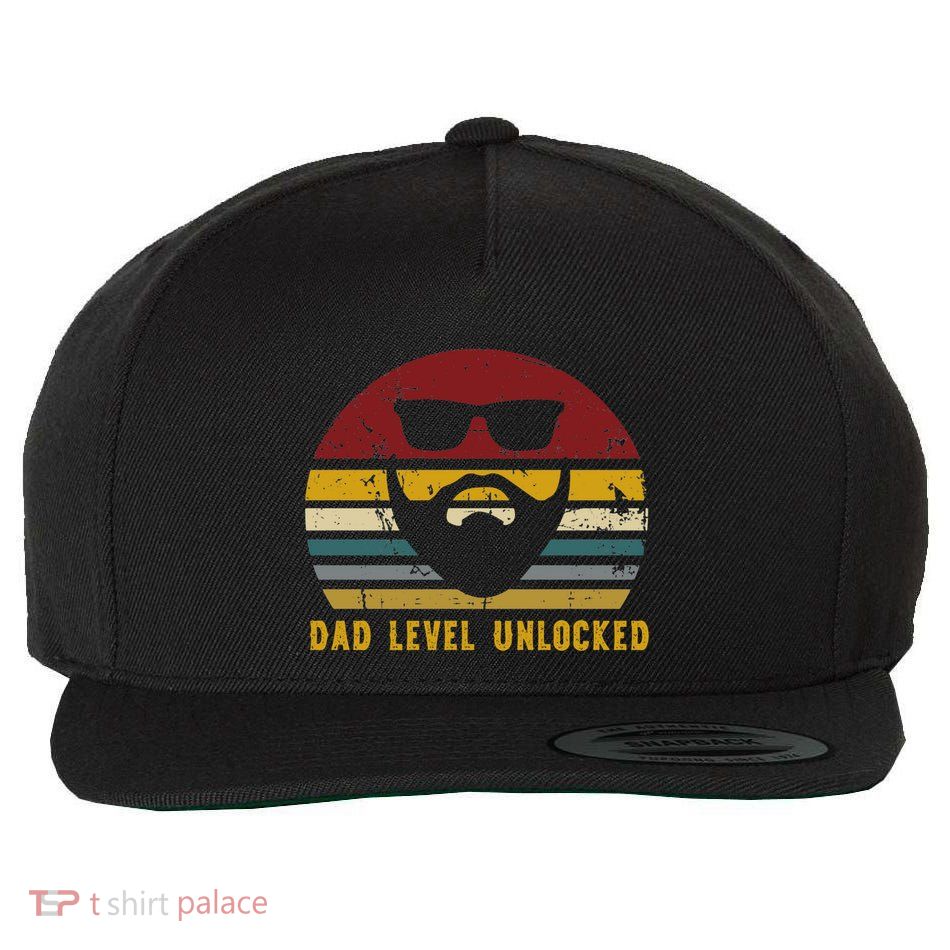 Vintage Dad Level Unlocked Promoted To Rad Dad Gift Wool Snapback Cap