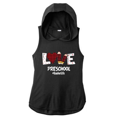 Valentines Day Love Preschool Plaid Leopard Teacher Life Great Gift Ladies PosiCharge Tri-Blend Wicking Draft Hoodie Tank