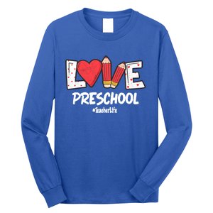 Valentines Day Love Preschool Squad Teacher Life Heart Gift Long Sleeve Shirt