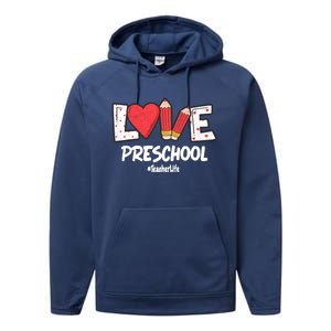 Valentines Day Love Preschool Squad Teacher Life Heart Gift Performance Fleece Hoodie