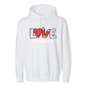 Valentines Day Love Preschool Squad Teacher Life Heart Gift Garment-Dyed Fleece Hoodie