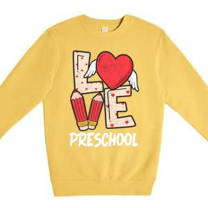 Valentines Day Love Preschool Squad Teacher Life Heart Cute Gift Premium Crewneck Sweatshirt