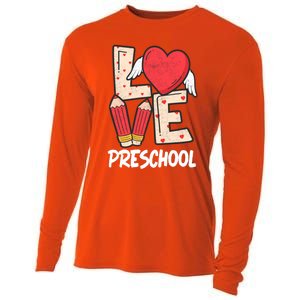 Valentines Day Love Preschool Squad Teacher Life Heart Cute Gift Cooling Performance Long Sleeve Crew