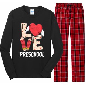 Valentines Day Love Preschool Squad Teacher Life Heart Cute Gift Long Sleeve Pajama Set