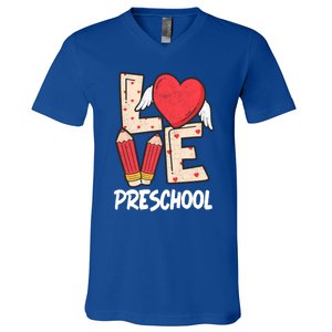 Valentines Day Love Preschool Squad Teacher Life Heart Cute Gift V-Neck T-Shirt