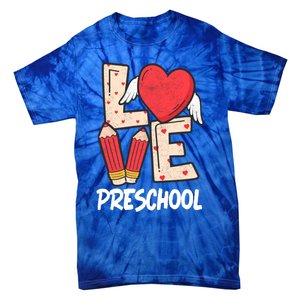 Valentines Day Love Preschool Squad Teacher Life Heart Cute Gift Tie-Dye T-Shirt