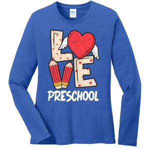 Valentines Day Love Preschool Squad Teacher Life Heart Cute Gift Ladies Long Sleeve Shirt