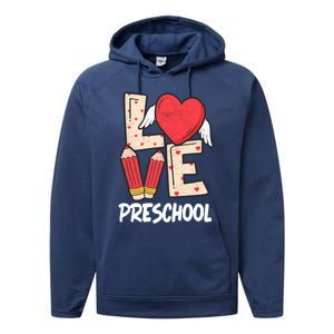 Valentines Day Love Preschool Squad Teacher Life Heart Cute Gift Performance Fleece Hoodie