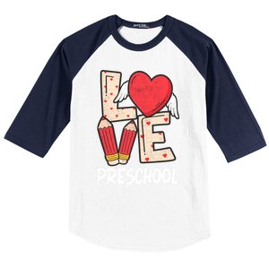 Valentines Day Love Preschool Squad Teacher Life Heart Cute Gift Baseball Sleeve Shirt