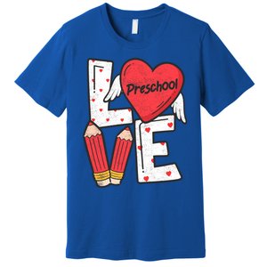 Valentines Day Love Preschool Squad Teacher Life Heart Gift Premium T-Shirt