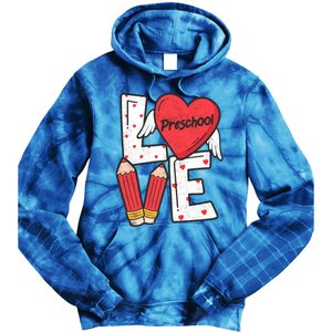 Valentines Day Love Preschool Squad Teacher Life Heart Gift Tie Dye Hoodie