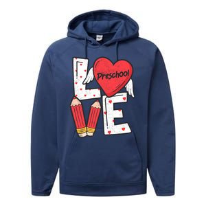 Valentines Day Love Preschool Squad Teacher Life Heart Gift Performance Fleece Hoodie