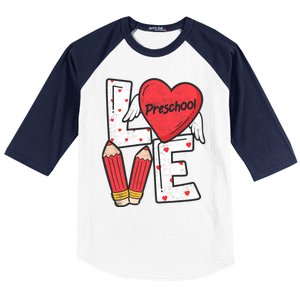 Valentines Day Love Preschool Squad Teacher Life Heart Gift Baseball Sleeve Shirt