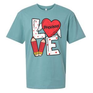 Valentines Day Love Preschool Squad Teacher Life Heart Gift Sueded Cloud Jersey T-Shirt